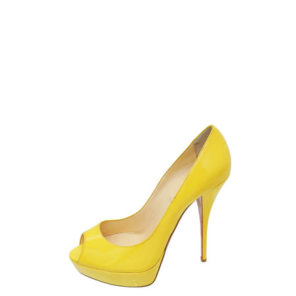 Christian Louboutin Yellow Lady Peep 150 Pumps – Size 41