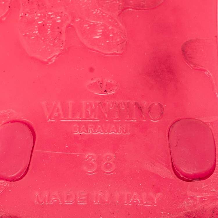 Valentino Rockstud Pink Rubber Slide Sandals Size 38