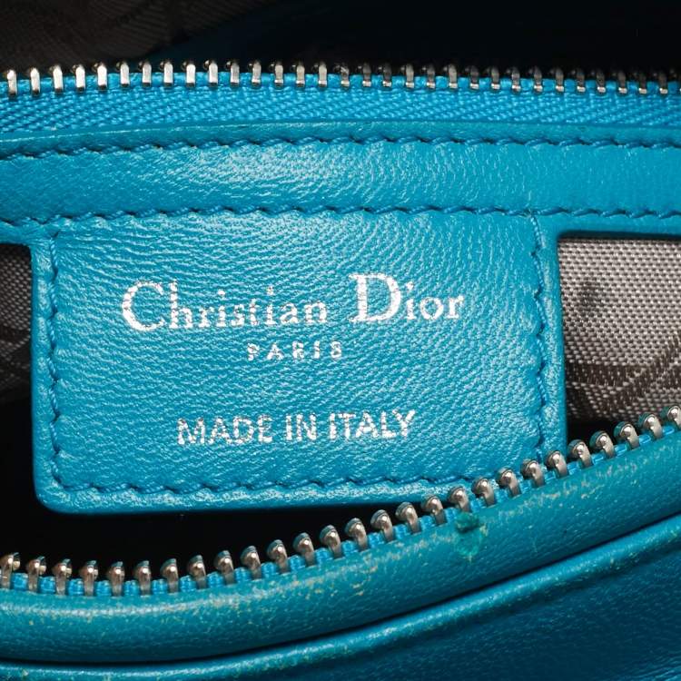 Dior Turquoise Blue Medium Lady Dior Tote