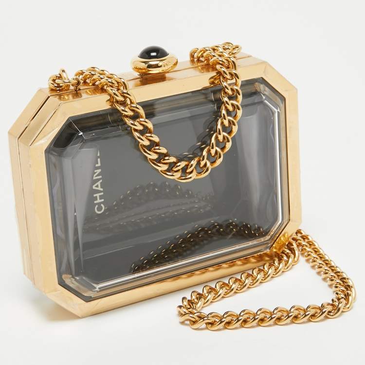 Chanel Gold Plexiglass Premiere Minaudiere Clutch Bag – Statement Piece