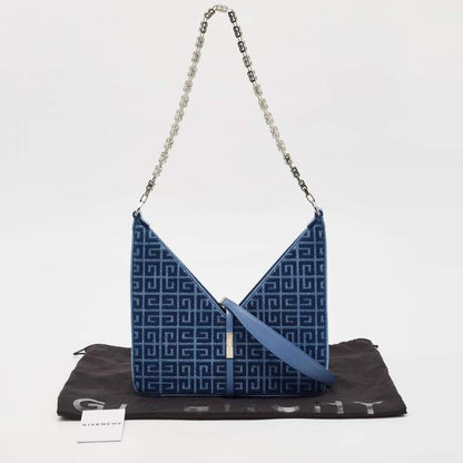 Givenchy Blue Monogram Denim & Leather Cut Out Chain Bag