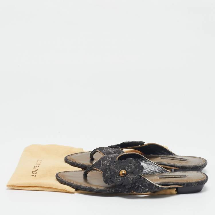 Louis Vuitton Monogram Denim Thong Sandals Size 37