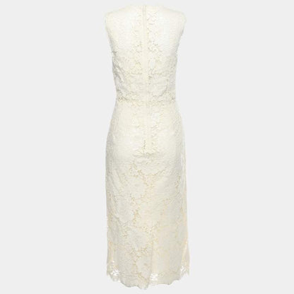 Dolce & Gabbana Cream Floral Lace Midi Dress – Size S