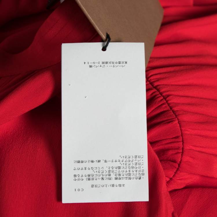 Burberry Red Silk Button Down Maxi Dress – Size S – Brand New