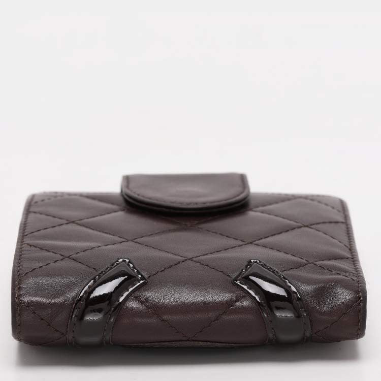 Chanel Brown Quilted Leather Cambon Ligne Compact Wallet