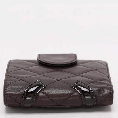 Chanel Brown Quilted Leather Cambon Ligne Compact Wallet