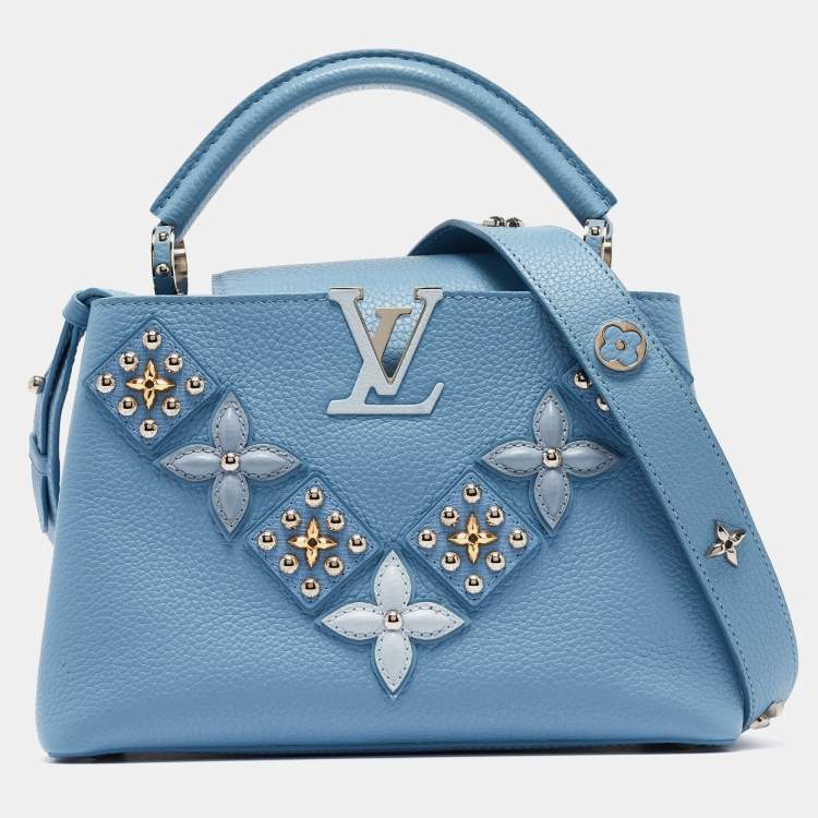 Louis Vuitton Blue Leather Satchel Bag Rare