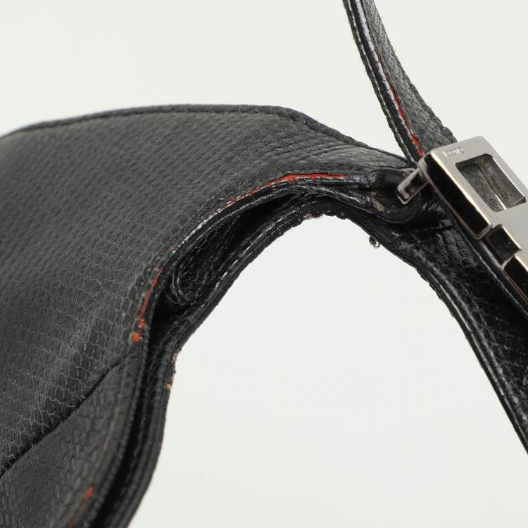 Gucci Black Karung Leather Shoulder Bag