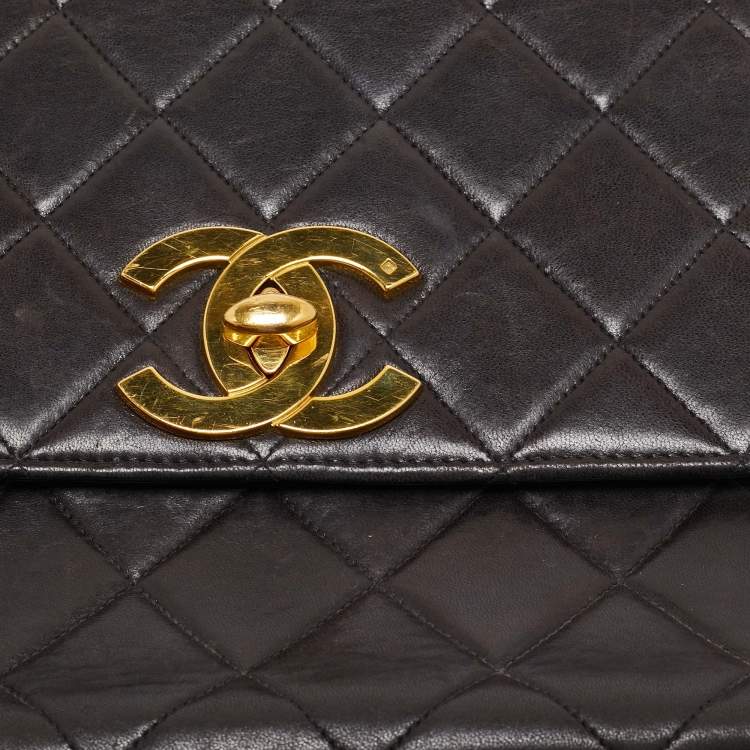 Chanel Black Quilted Leather CC Square Flap Chain Bag