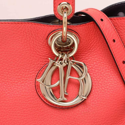 Christian Dior Coral Grained Leather Diorissimo Tote Bag