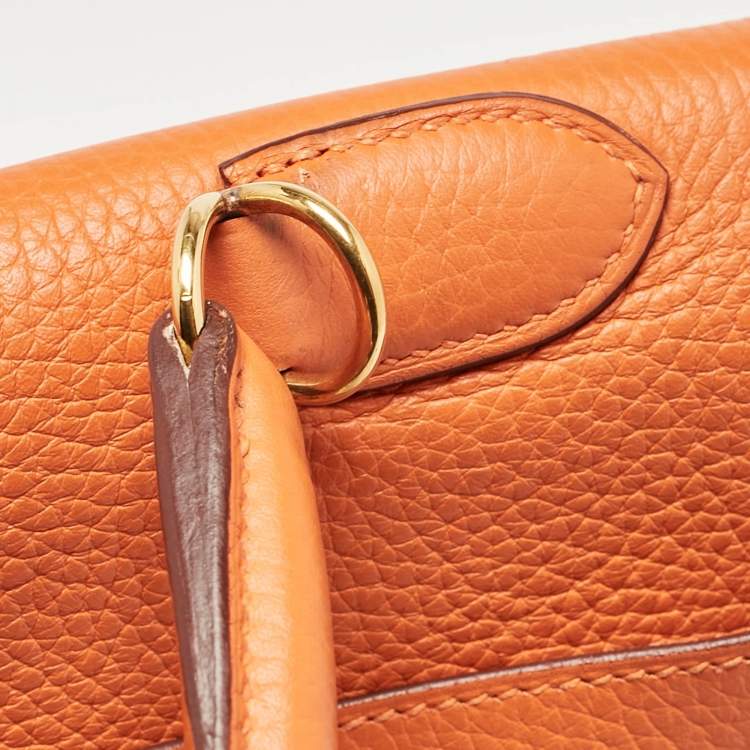 Hermès Orange Taurillon Clemence Leather Gold Finish Kelly Retourne 35 Bag