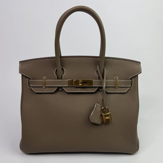 HERMÈS BIRKIN 30 SELLIER IN ETOUPE TOGO LEATHER GHW