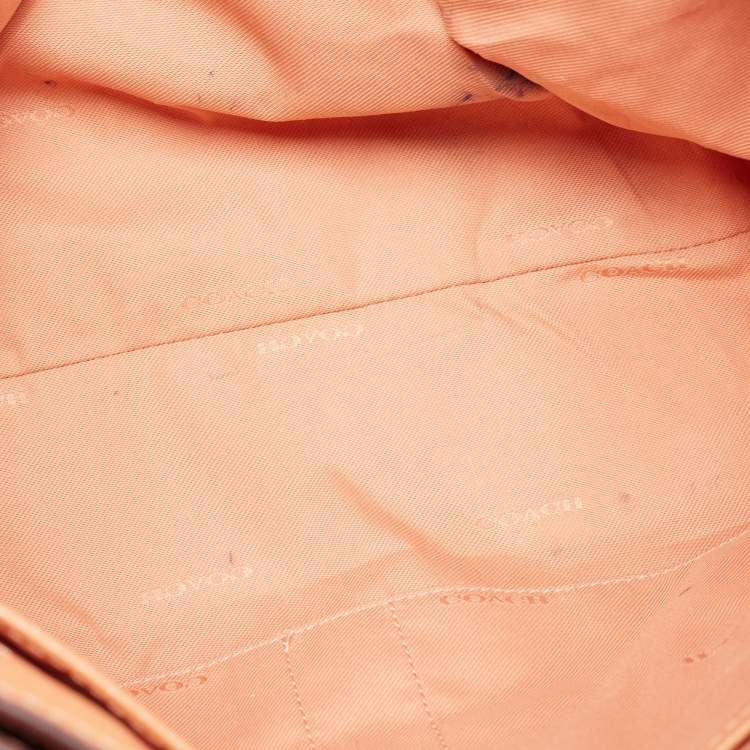 Coach Peach Leather Chain Tote Bag – Turnlock Detail