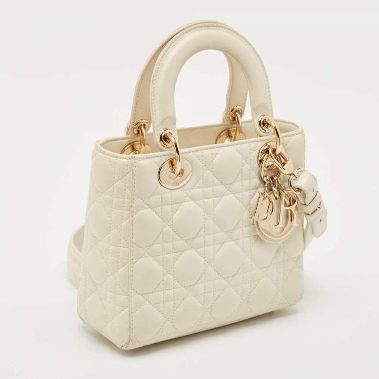 Dior Small Off-White Cannage Leather Lady Dior ABCDior Tote