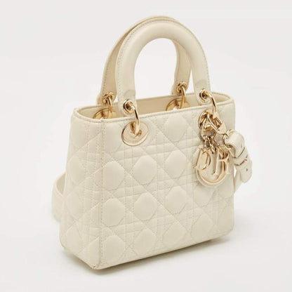 Dior Small Off-White Cannage Leather Lady Dior ABCDior Tote