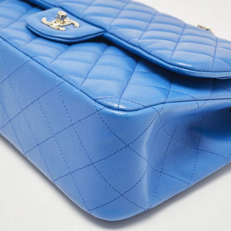 Chanel Blue Quilted Leather Jumbo Classic Double Flap Bag