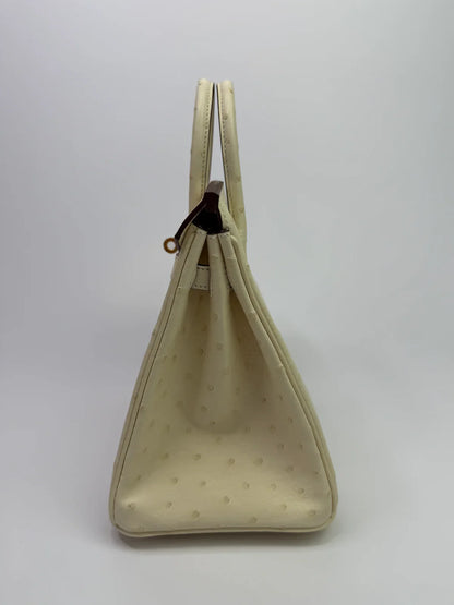 HERMÈS BIRKIN 25 IN NATA OSTRICH WITH GOLD HARDWARE