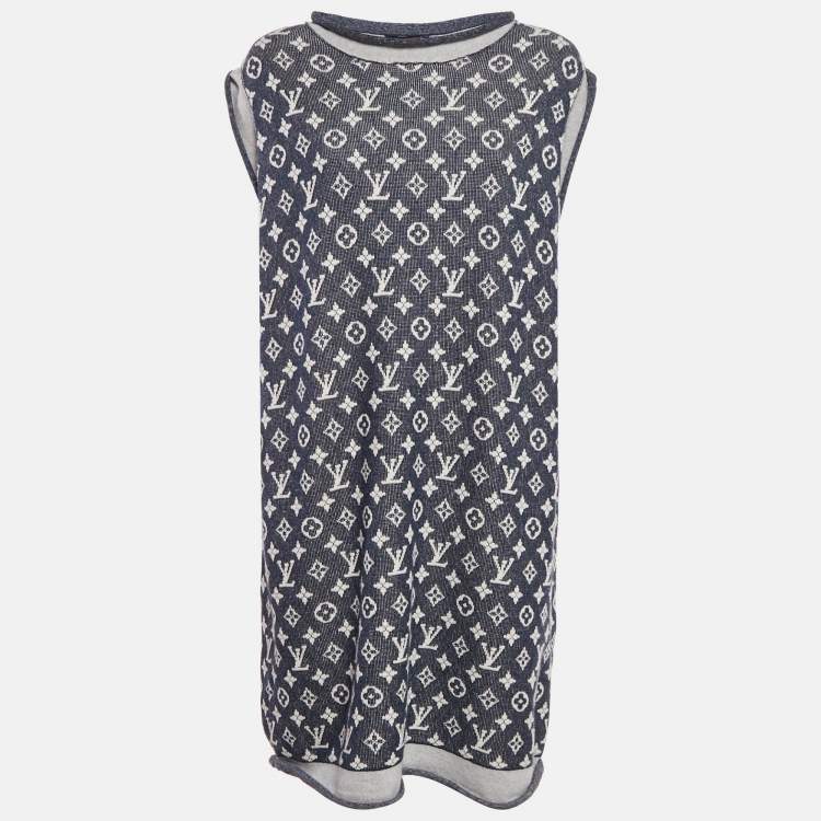 Louis Vuitton Blue Logo Jacquard Knit Sleeveless Dress – Size XL