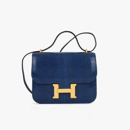 Hermès Constance 18 - Bleu Saphire Varanus Niloticus Lizard | Gold Hardware
