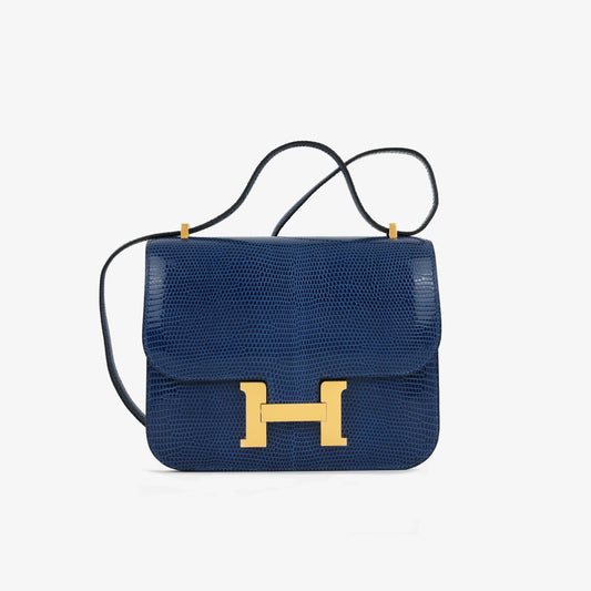 Hermès Constance 18 - Bleu Saphire Varanus Niloticus Lizard | Gold Hardware
