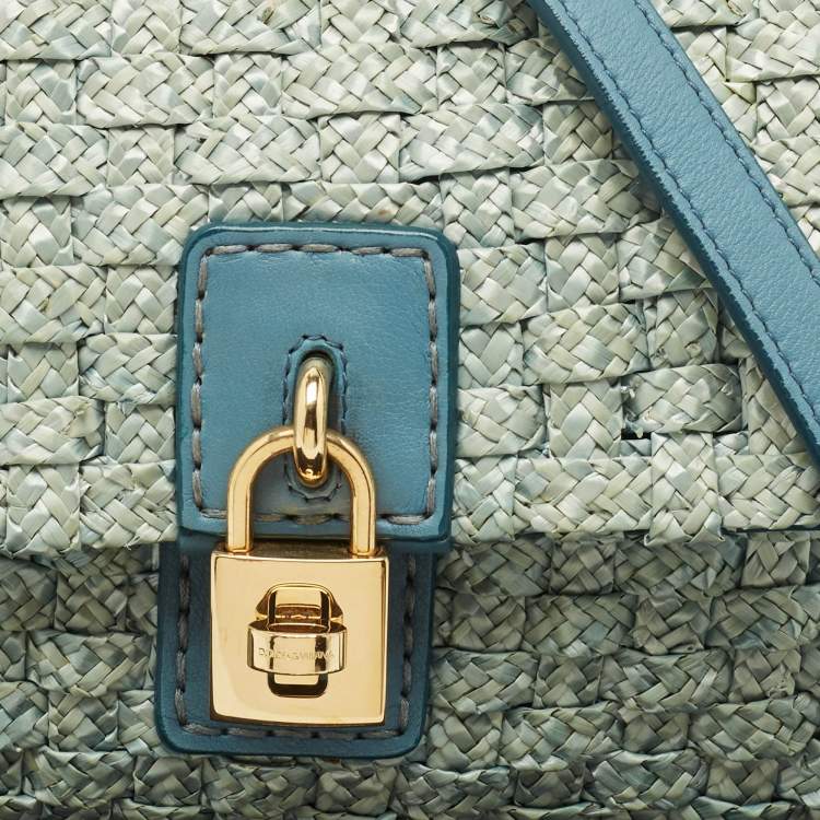 Dolce & Gabbana Blue Raffia Leather Bag