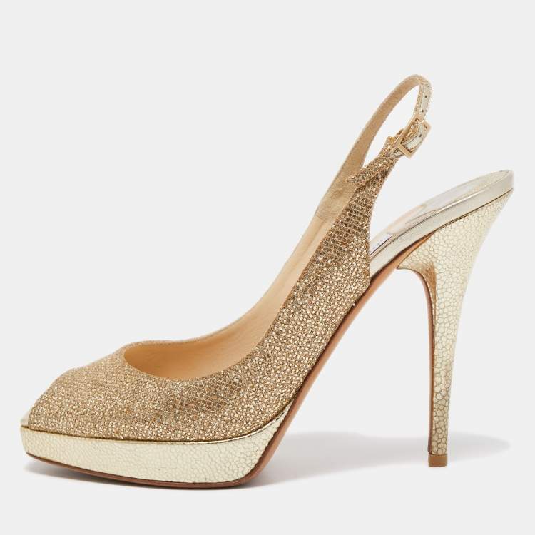 Jimmy Choo Gold Lurex Nova Slingback Heels Size 39