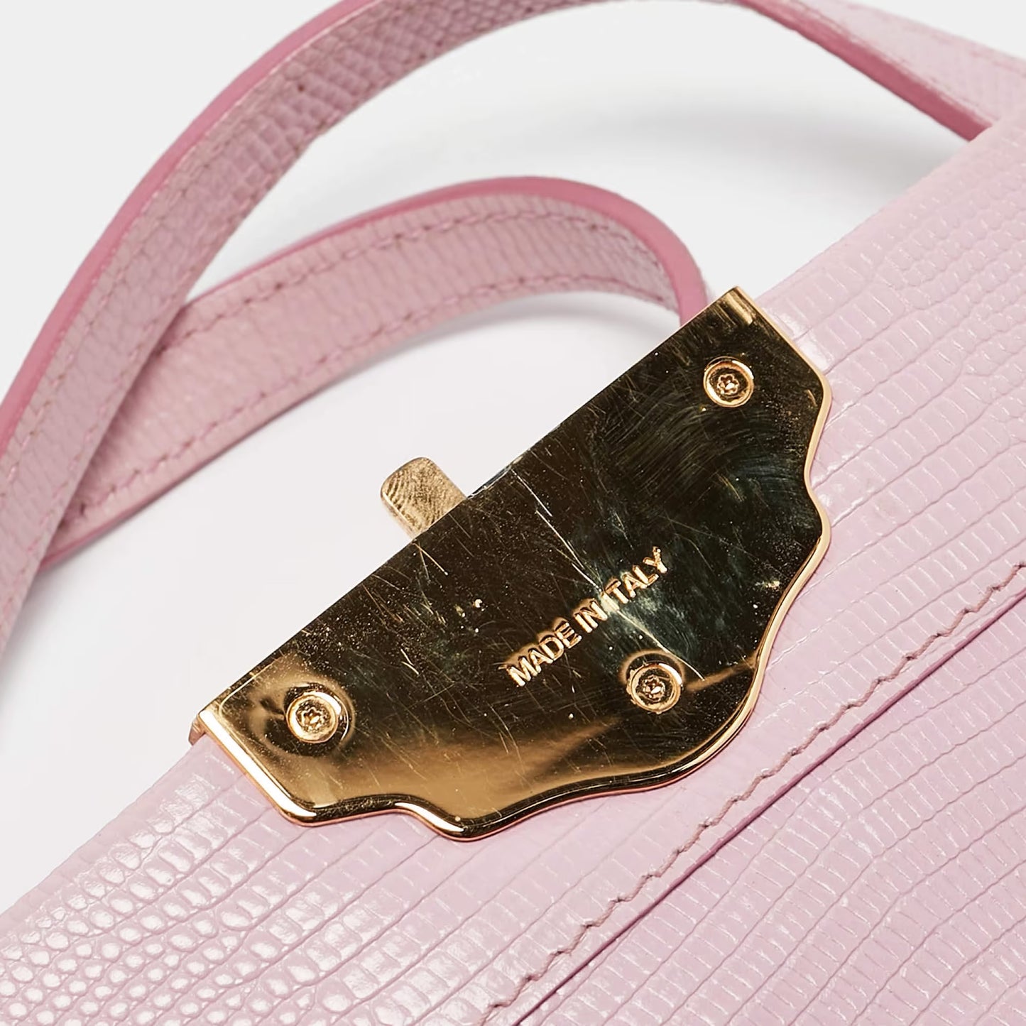 Dolce & Gabbana Lucia Medium Pink Lizard Embossed Leather Crossbody Bags