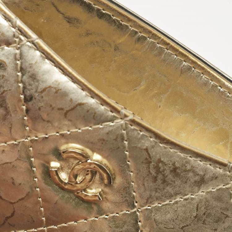 Chanel Gold Quilted Leather CC Card Holder
