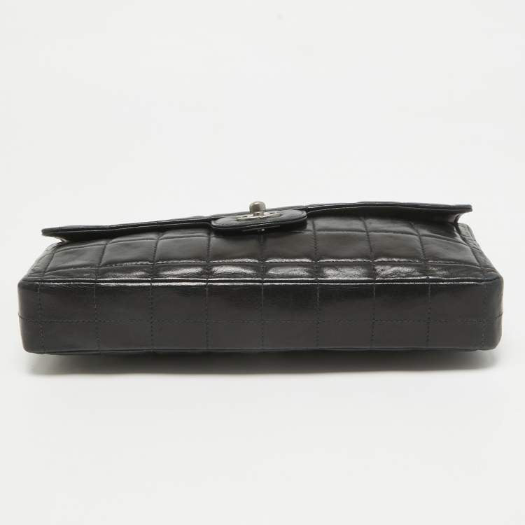 Chanel Black Quilted Leather Chocolate Bar East West