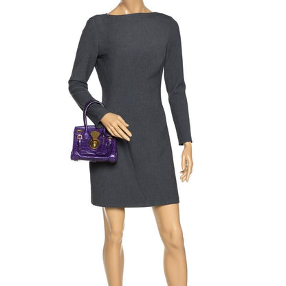 Ralph Lauren Purple Alligator Mini Ricky Tote