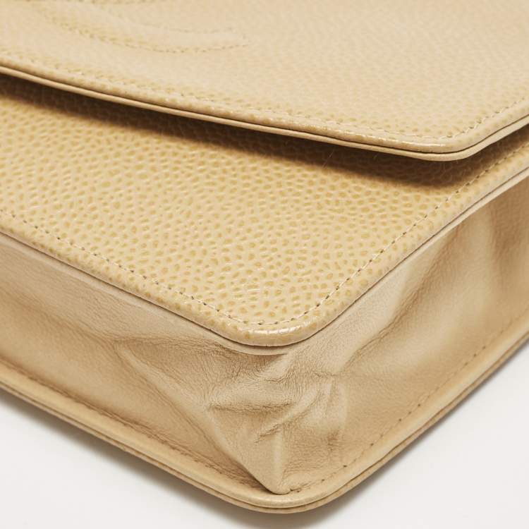 Chanel Beige Caviar Leather CC Timeless Wallet on Chain