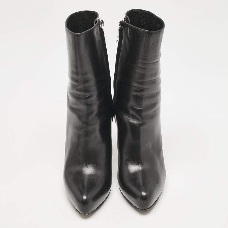 Dior Black Leather Zipped Ankle Length Boots Size 36