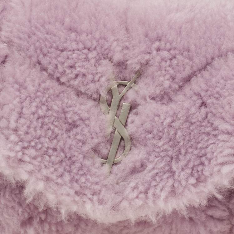 Saint Laurent Loulou Medium Shoulder Bag in Lilac Shearling