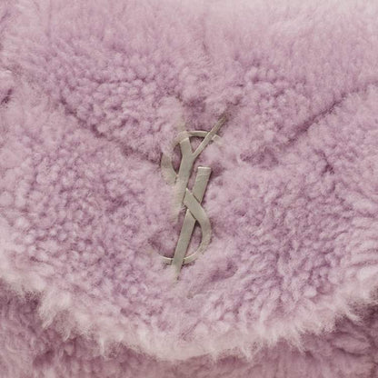 Saint Laurent Loulou Medium Shoulder Bag in Lilac Shearling