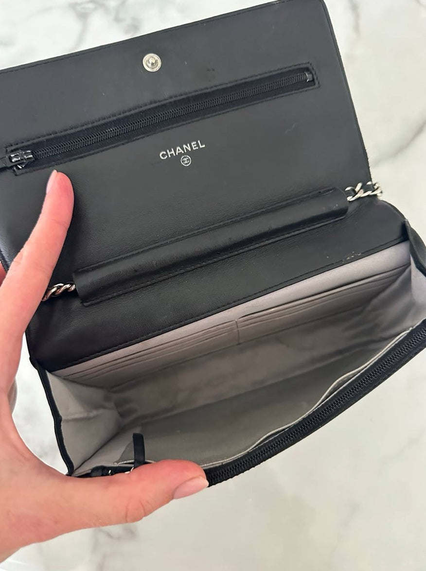 Chanel Camellia Wallet on Chain WOC Black Lambskin