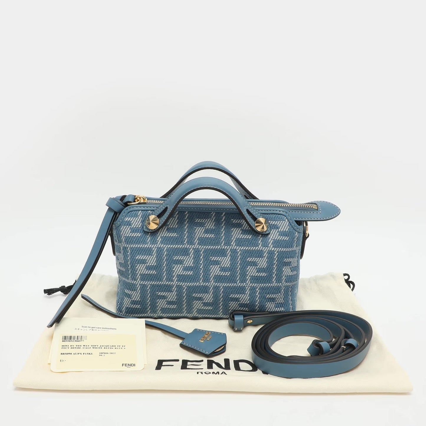 Fendi By The Way Mini Blue FF Jacquard Crossbody Bag
