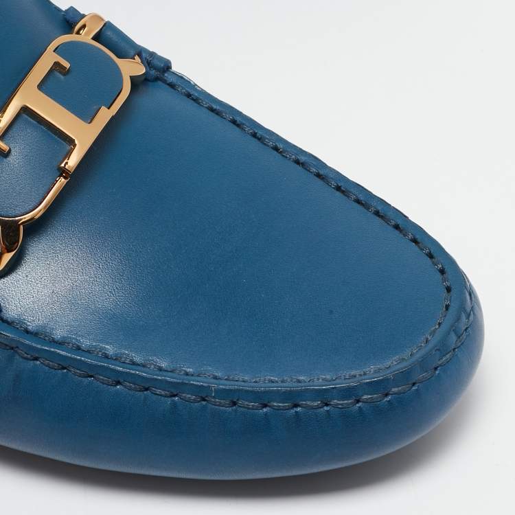 Tod’s Blue Leather Gommino Slip-On Loafers - Size 36