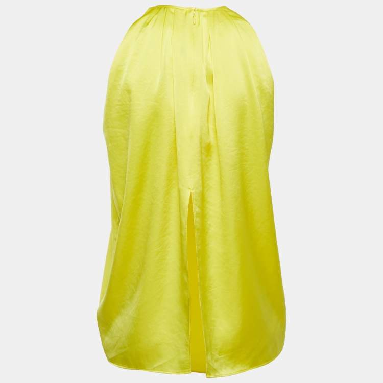 Polo Ralph Lauren Yellow Satin Pleated Sleeveless Top - Size S