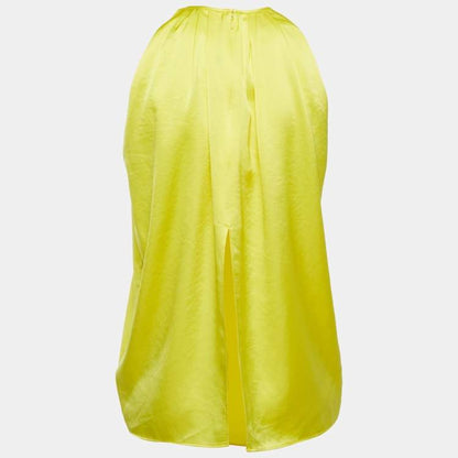 Polo Ralph Lauren Yellow Satin Pleated Sleeveless Top - Size S
