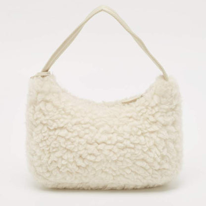 Prada White Wool Re-Edition 2000 Shoulder Bag