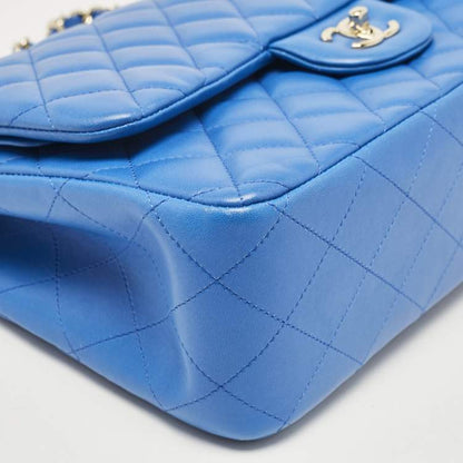 Chanel Blue Quilted Leather Jumbo Classic Double Flap Bag