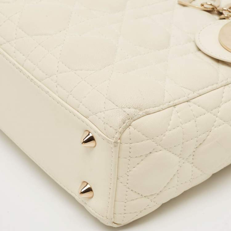 Dior Small Off-White Cannage Leather Lady Dior ABCDior Tote