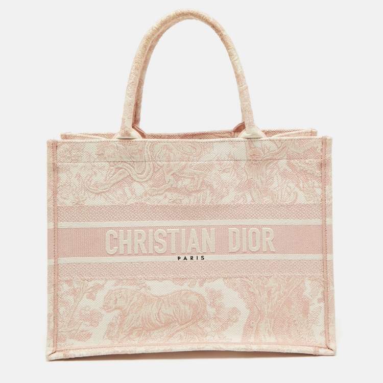 Dior Pink Embroidered Canvas Small Dioriviera Book Tote – Medium