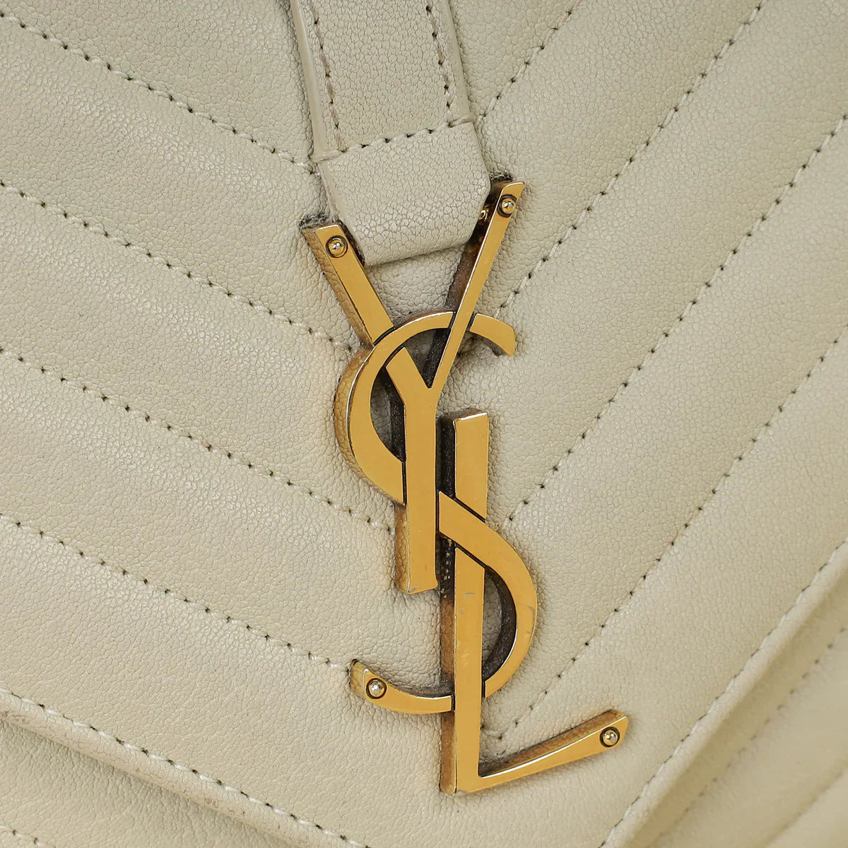 YSL Vintage Blanc College Medium Shoulder Bag