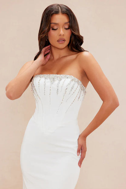 Rosalie White Embellished Corset Wedding Dress – Pre-Order Bridal Look