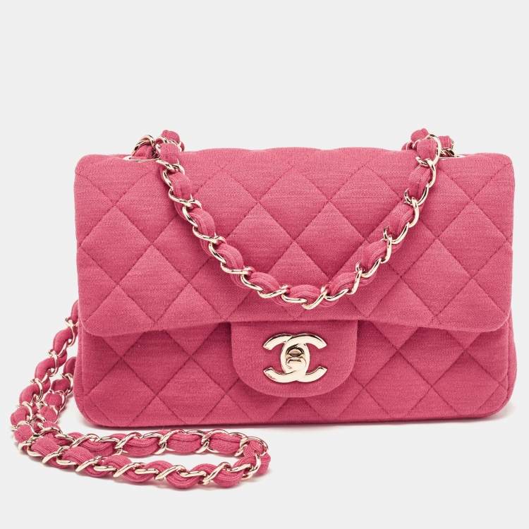Chanel Pink Quilted Jersey Small Classic Flap Bag
