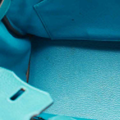 Hermes Blue Izmir Clemence Leather Birkin 30 Bag