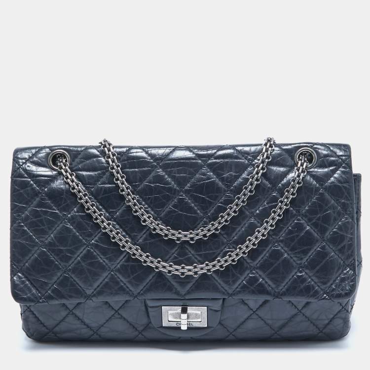 Chanel Navy Blue Quilted Aged Leather Reissue 2.55 Flap Bag