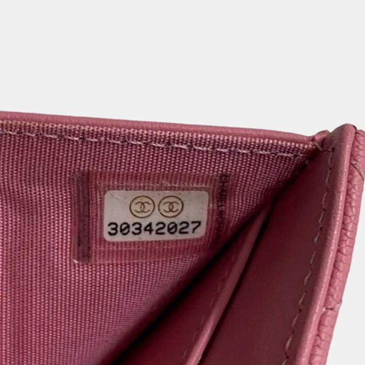 Chanel Pink Quilted Caviar Boy Flap Compact Wallet