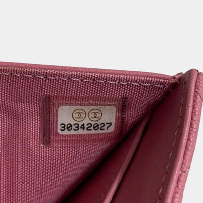 Chanel Pink Quilted Caviar Boy Flap Compact Wallet